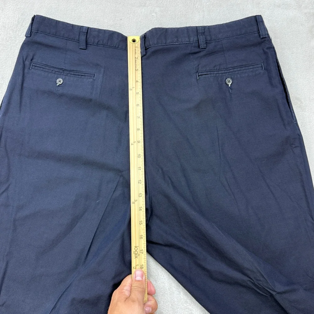 VTG Polo Ralph Lauren Chino Pants Mens 42x30 Navy Blue Double Pleated Cotton USA